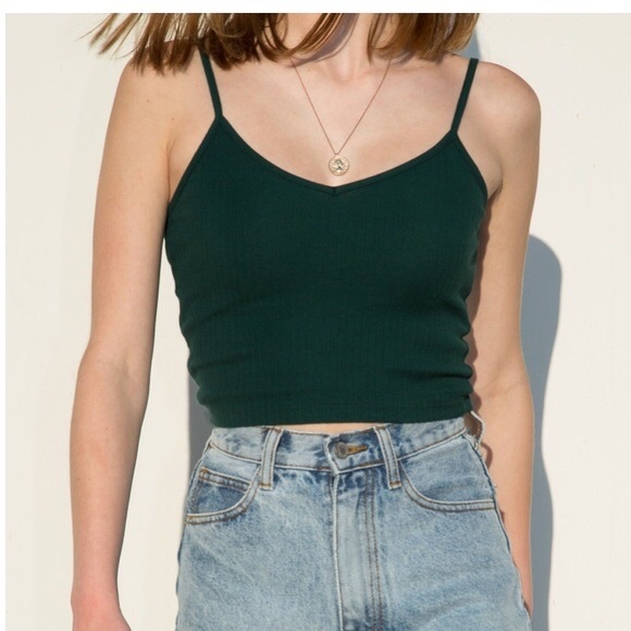 Brandy Melville Green Ribbed Tank Top